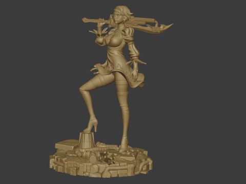 Steampunk Sorceress Highly Detailed 3D Printable Figurine 3D Baskı Modeli