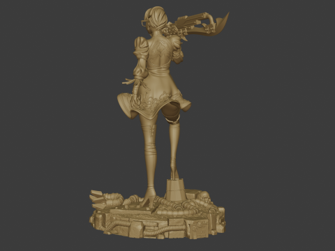 Steampunk Sorceress Highly Detailed 3D Printable Figurine 3D Baskı Modeli