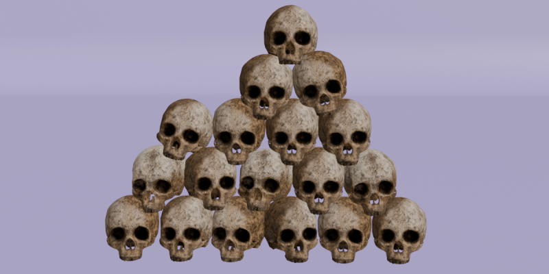 リアルな頭蓋骨のピラミッドの詳細な骨のテクスチャ 3Dモデル .c4d .max .obj .3ds .fbx .stl .blend 