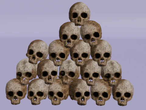 リアルな頭蓋骨のピラミッドの詳細な骨のテクスチャ 3Dモデル