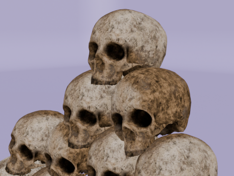 リアルな頭蓋骨のピラミッドの詳細な骨のテクスチャ 3Dモデル