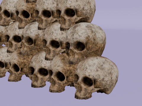 リアルな頭蓋骨のピラミッドの詳細な骨のテクスチャ 3Dモデル