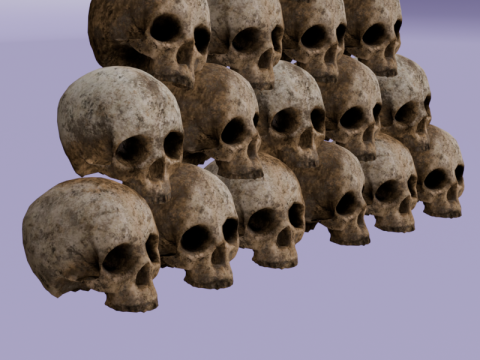 リアルな頭蓋骨のピラミッドの詳細な骨のテクスチャ 3Dモデル