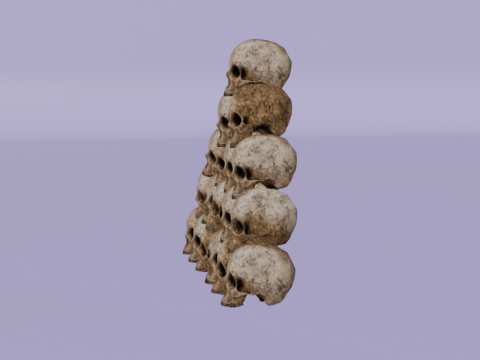 リアルな頭蓋骨のピラミッドの詳細な骨のテクスチャ 3Dモデル