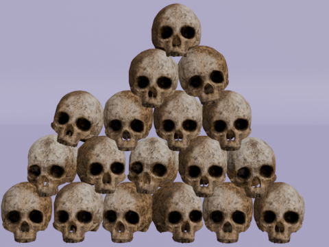 リアルな頭蓋骨のピラミッドの詳細な骨のテクスチャ 3Dモデル