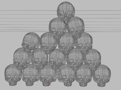 リアルな頭蓋骨のピラミッドの詳細な骨のテクスチャ 3Dモデル