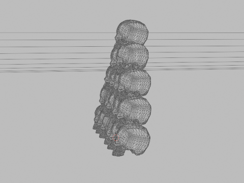 リアルな頭蓋骨のピラミッドの詳細な骨のテクスチャ 3Dモデル