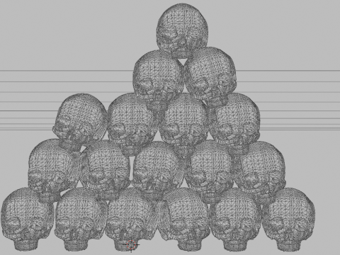 リアルな頭蓋骨のピラミッドの詳細な骨のテクスチャ 3Dモデル
