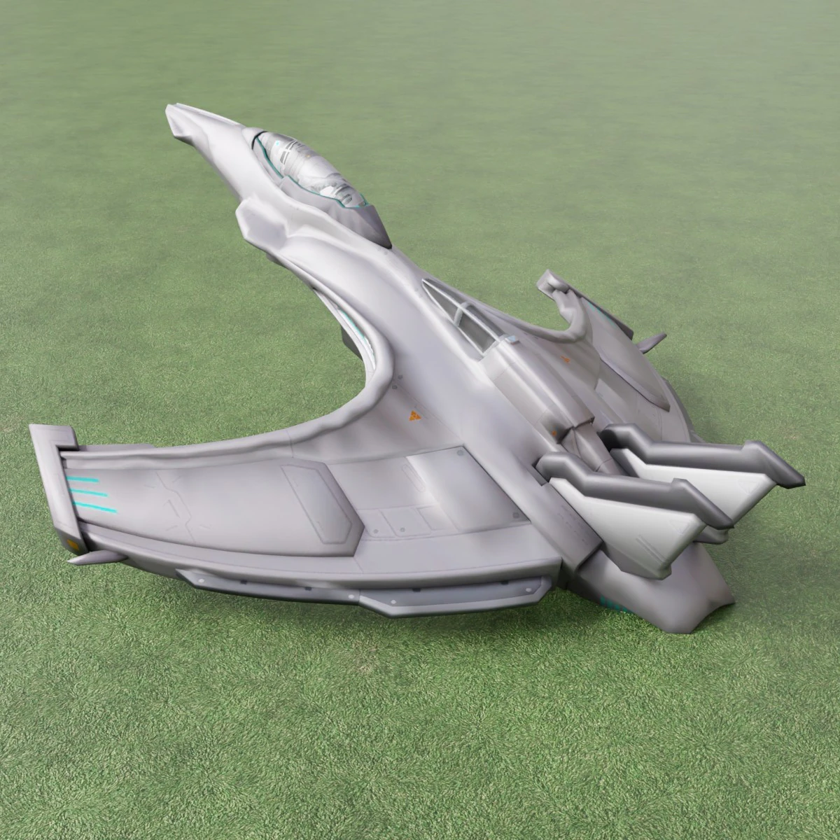 Realistic Futuristic Sci-Fi Spaceship Advanced Starfighter Design 3D Model .c4d .max .obj .3ds .fbx .stl .blend 
