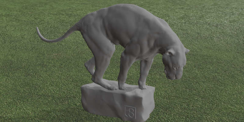 Estatua realista de pantera Escultura detallada de depredador sobre base de roca Modelo 3D .c4d .max .obj .3ds .fbx .stl .blend