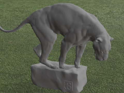 Estátua realista da pantera escultura detalhada do predador na base rochosa Modelo 3D