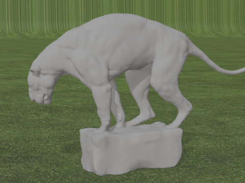 Estatua realista de pantera Escultura detallada de depredador sobre base de roca Modelo 3D