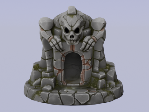 शैलीबद्ध खोपड़ी कालकोठरी प्रवेश द्वार 3D मॉडल