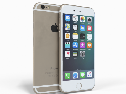 Smartphone realista iPhone 6 dorado Modelo 3D