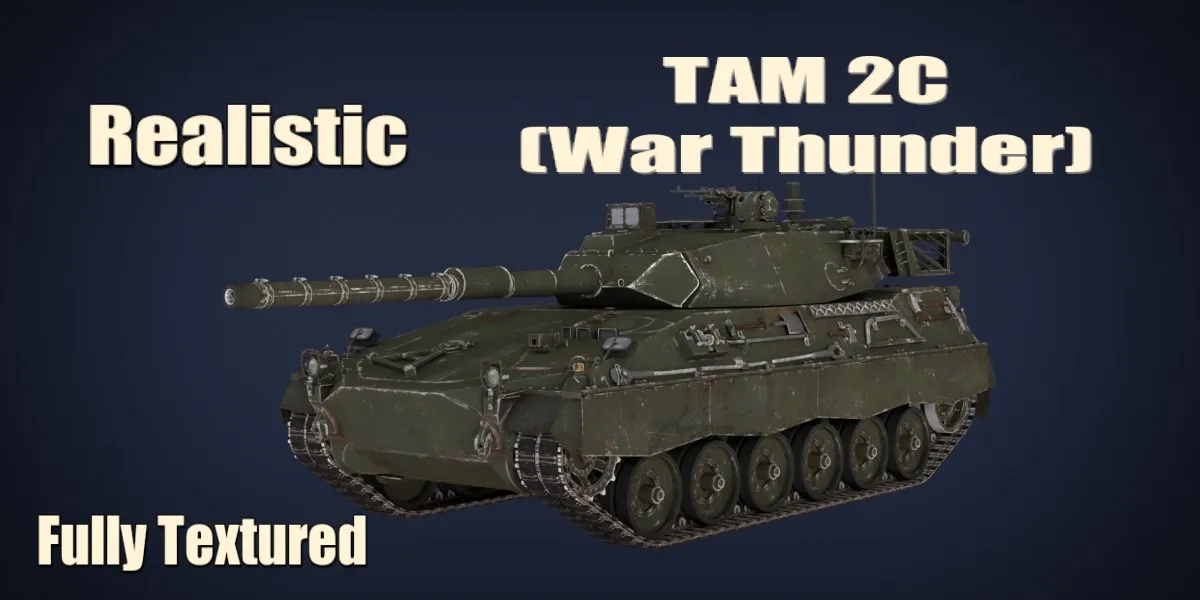 TAM 2C War Thunder Main Battle Tank 3D Model .c4d .max .obj .3ds .fbx .stl .blend 