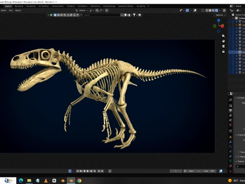 Highly Detailed Dinosaur Skeleton Display for Museum Medical Educational 3D Printable Model Sepa 3D Model