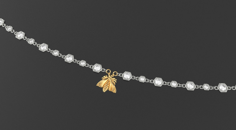 Chain With Bee and Lock 3D print model 3D-Druckmodell .c4d .max .obj .3ds .fbx .stl .blend 