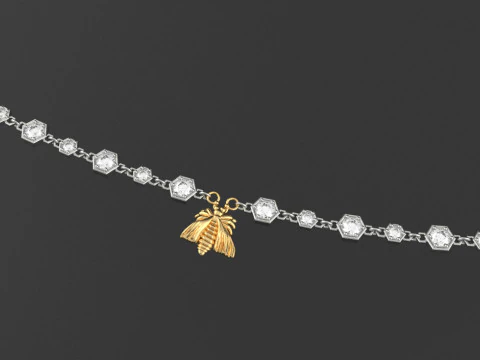 Chain With Bee and Lock 3D print model 3D Print Model