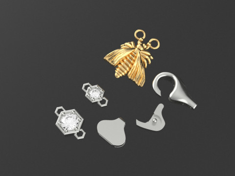 Chain With Bee and Lock 3D print model 3D-Druckmodell