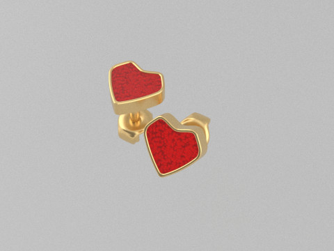 Heart-Shaped Gold Earrings for Enameling Modelo de impresión 3D