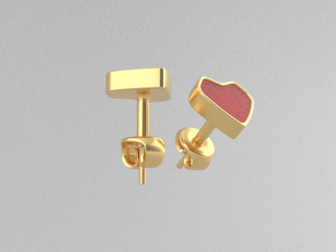 Heart-Shaped Gold Earrings for Enameling 3D 프린트 모델