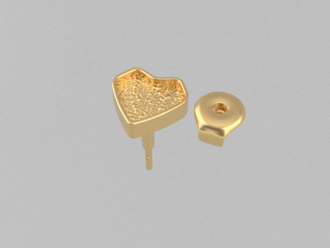 Heart-Shaped Gold Earrings for Enameling 3D 프린트 모델