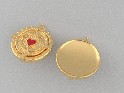 Round Geometric Pendant with Enamel Inlay 3D-Druckmodell