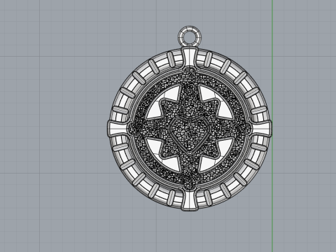 Round Geometric Pendant with Enamel Inlay 3D-Druckmodell
