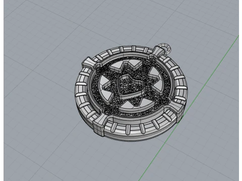 Round Geometric Pendant with Enamel Inlay 3D Print Model