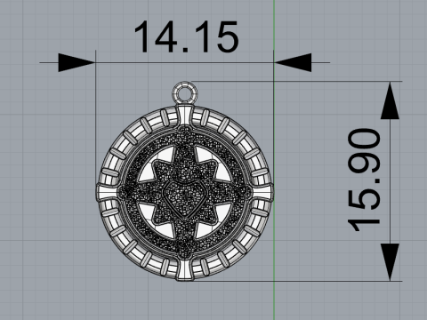 Round Geometric Pendant with Enamel Inlay 3D-Druckmodell