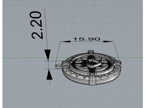 Round Geometric Pendant with Enamel Inlay 3D Print Model