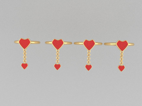 Gold Ring Base with Enamel Shield and Heart Charm Size Options 16mm19mm 3D Print Model