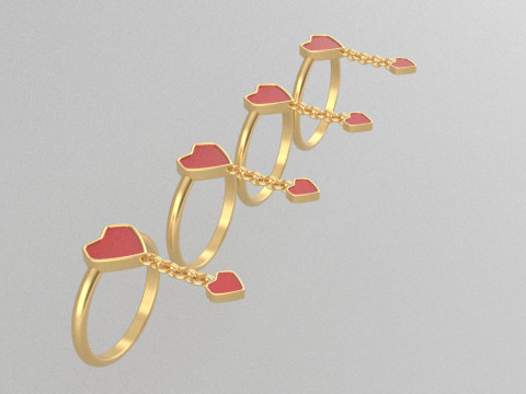 Gold Ring Base with Enamel Shield and Heart Charm Size Options 16mm19mm 3D Print Model