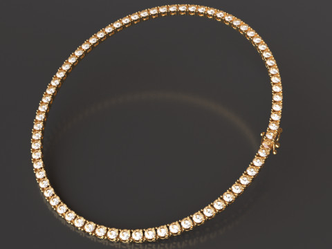 Elegant Tennis Necklace Diamond-Style Chain with Custom Clasp 3D Принт Модель