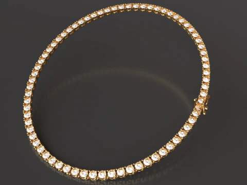 Elegant Tennis Necklace Diamond-Style Chain with Custom Clasp 3D Print Model