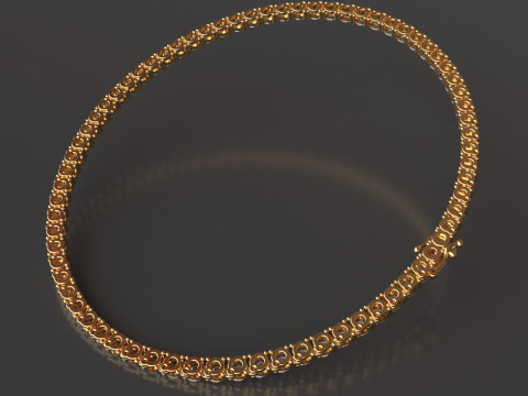 Elegant Tennis Necklace Diamond-Style Chain with Custom Clasp 3D Print Model