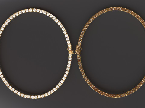 Elegant Tennis Necklace Diamond-Style Chain with Custom Clasp 3D Print Model