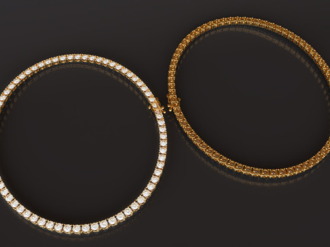 Elegant Tennis Necklace Diamond-Style Chain with Custom Clasp 3D Print Model