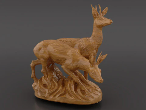 Deer Sculpture Artistic Wildlife Statue for 3D Printing or CNC Milling 3D Print Model