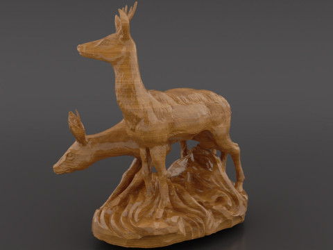 Deer Sculpture Artistic Wildlife Statue for 3D Printing or CNC Milling 3D 프린트 모델