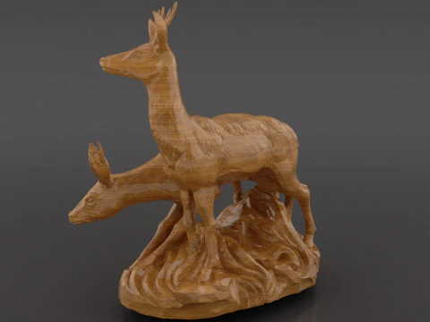 Deer Sculpture Artistic Wildlife Statue for 3D Printing or CNC Milling 3D Print Model