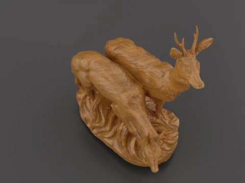 Deer Sculpture Artistic Wildlife Statue for 3D Printing or CNC Milling 3D Print Model