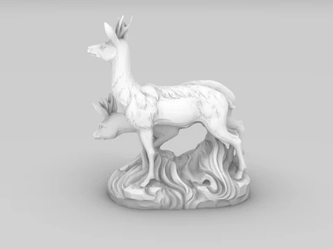 Deer Sculpture Artistic Wildlife Statue for 3D Printing or CNC Milling 3D Print Model
