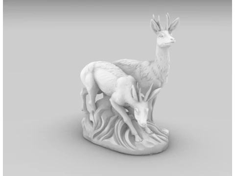 Deer Sculpture Artistic Wildlife Statue for 3D Printing or CNC Milling 3D Print Model