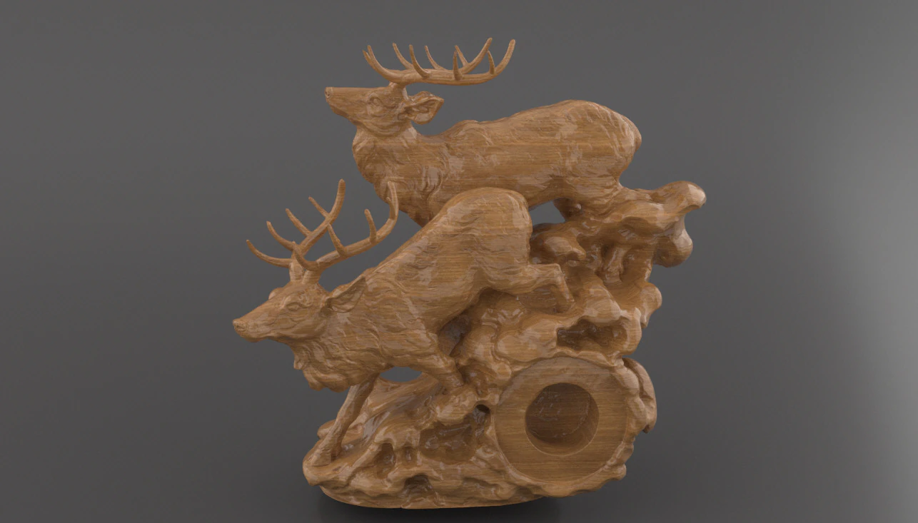 Deer Clock Stand 3D Printable Decorative Sculpture with Clock Slot 3D Print Model .c4d .max .obj .3ds .fbx .stl .blend