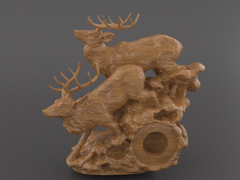Deer Clock Stand 3D Printable Decorative Sculpture with Clock Slot Modelo de impresión 3D