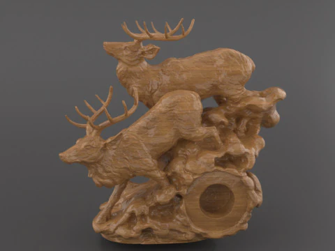 Patung Dekoratif Cetak 3D Dudukan Jam Rusa dengan Slot Jam Model Cetak 3D