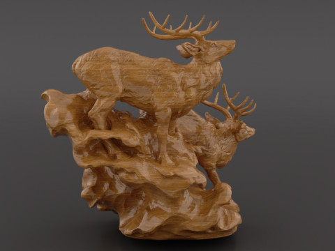 Deer Clock Stand 3D Printable Decorative Sculpture with Clock Slot 3D Принт Модель