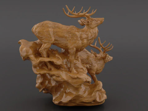Deer Clock Stand 3D Printable Decorative Sculpture with Clock Slot 3D Print Model