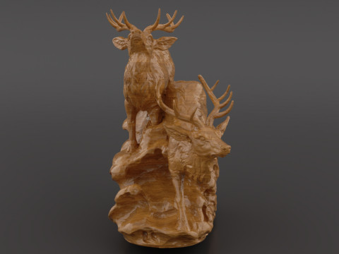 Deer Clock Stand 3D Printable Decorative Sculpture with Clock Slot 3D Принт Модель